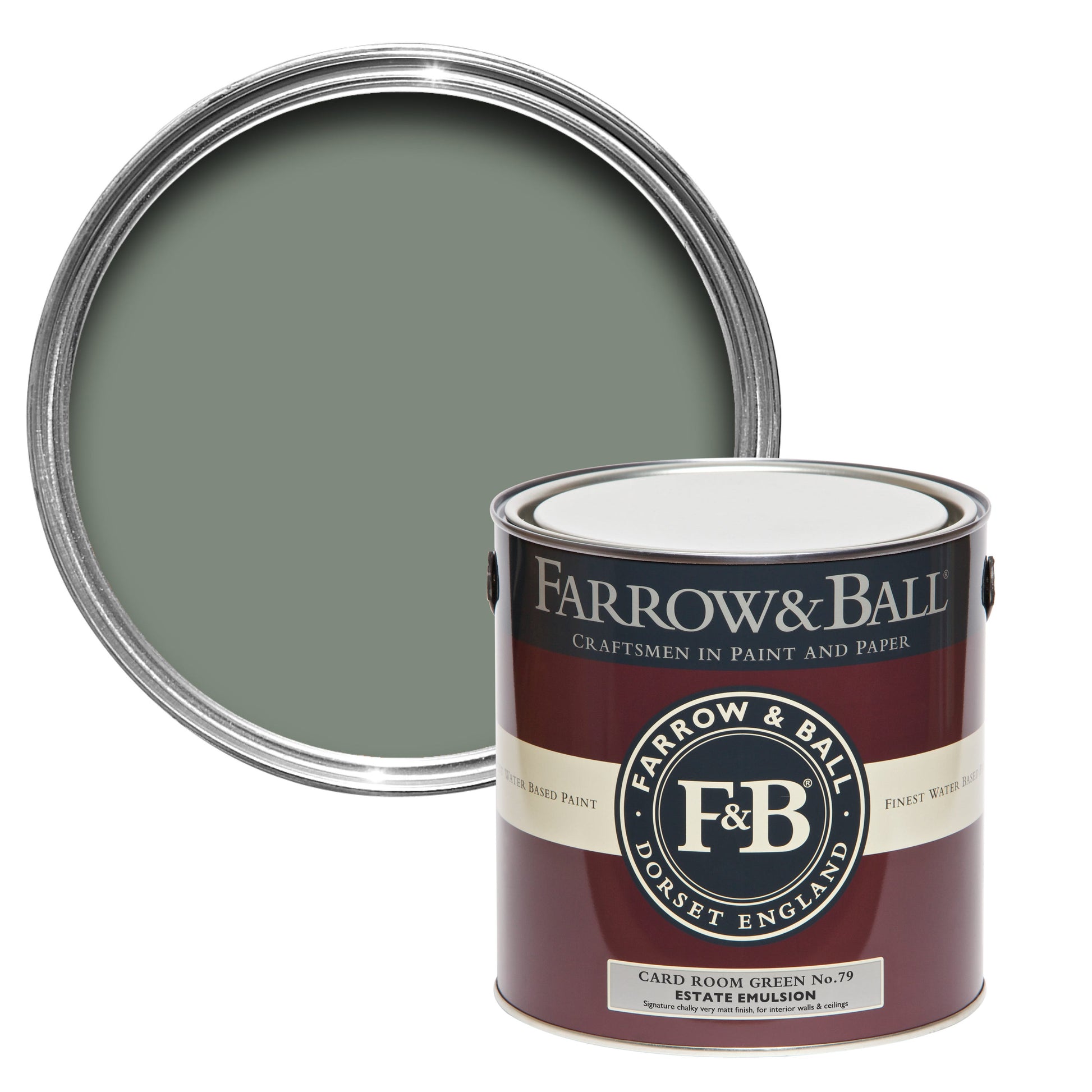 Tin Farrow & Ball 2.5L Modern Emulsion Card Room Green No.79