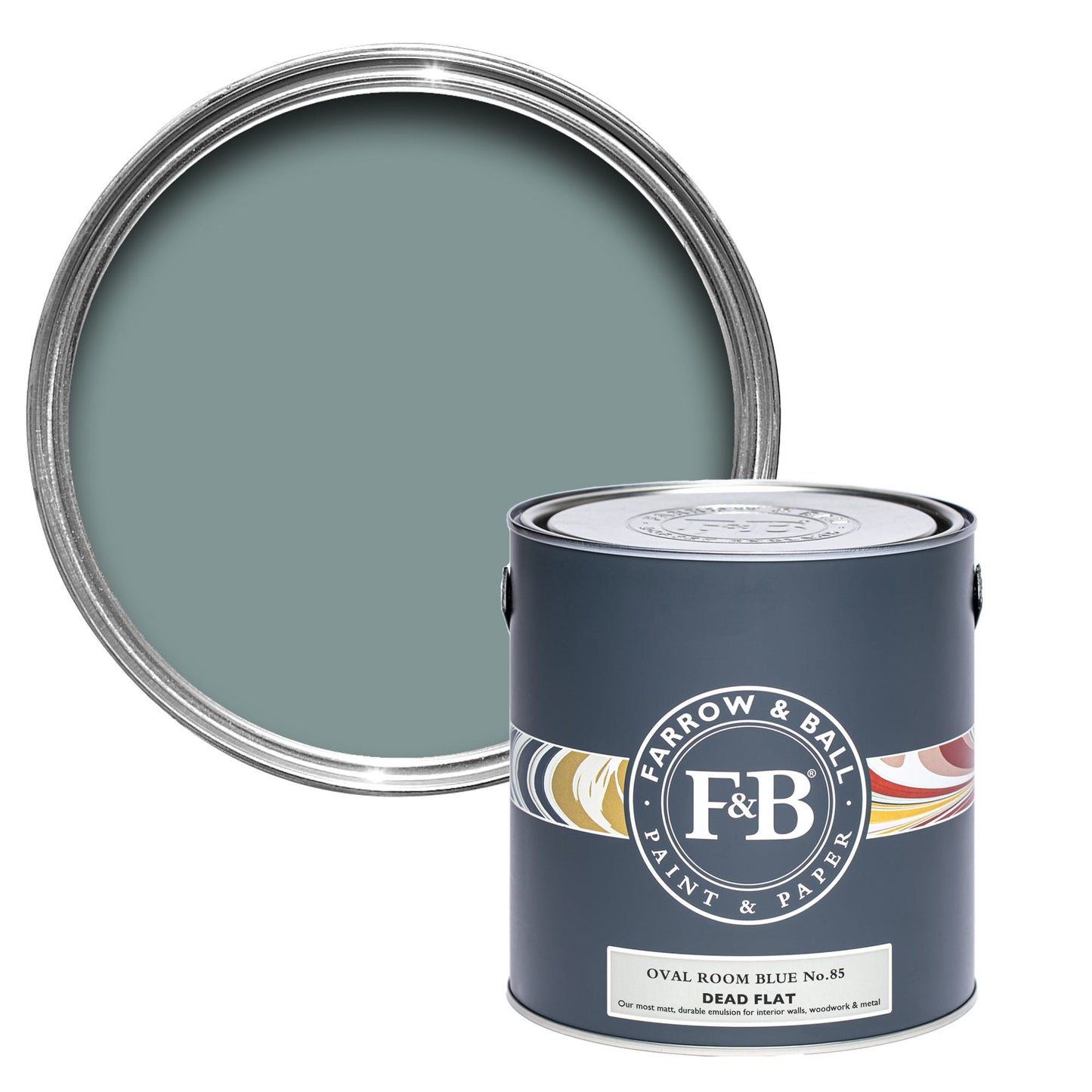 Farrow & Ball Multi Surface 5L Dead Flat Oval Room Blue No.85