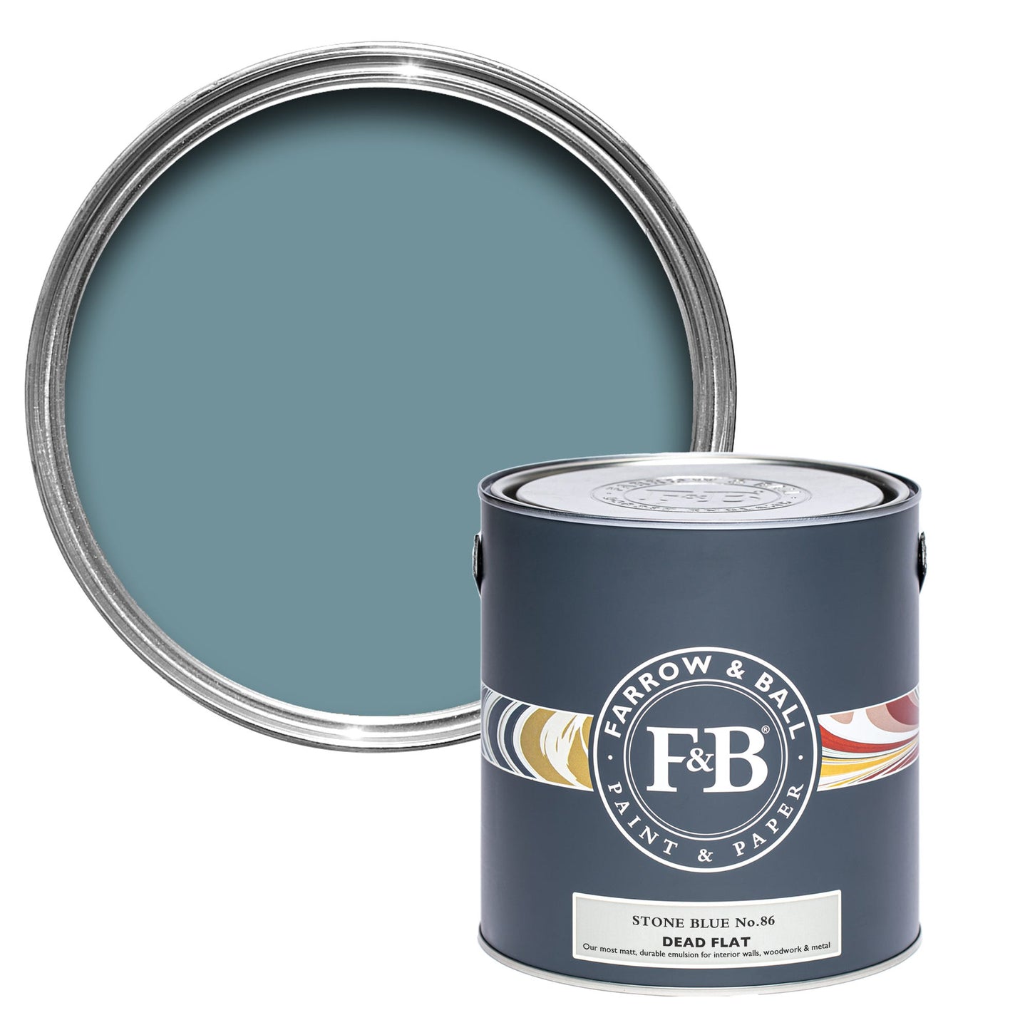 Farrow & Ball Multi Surface 5L Dead Flat Stone Blue No.86