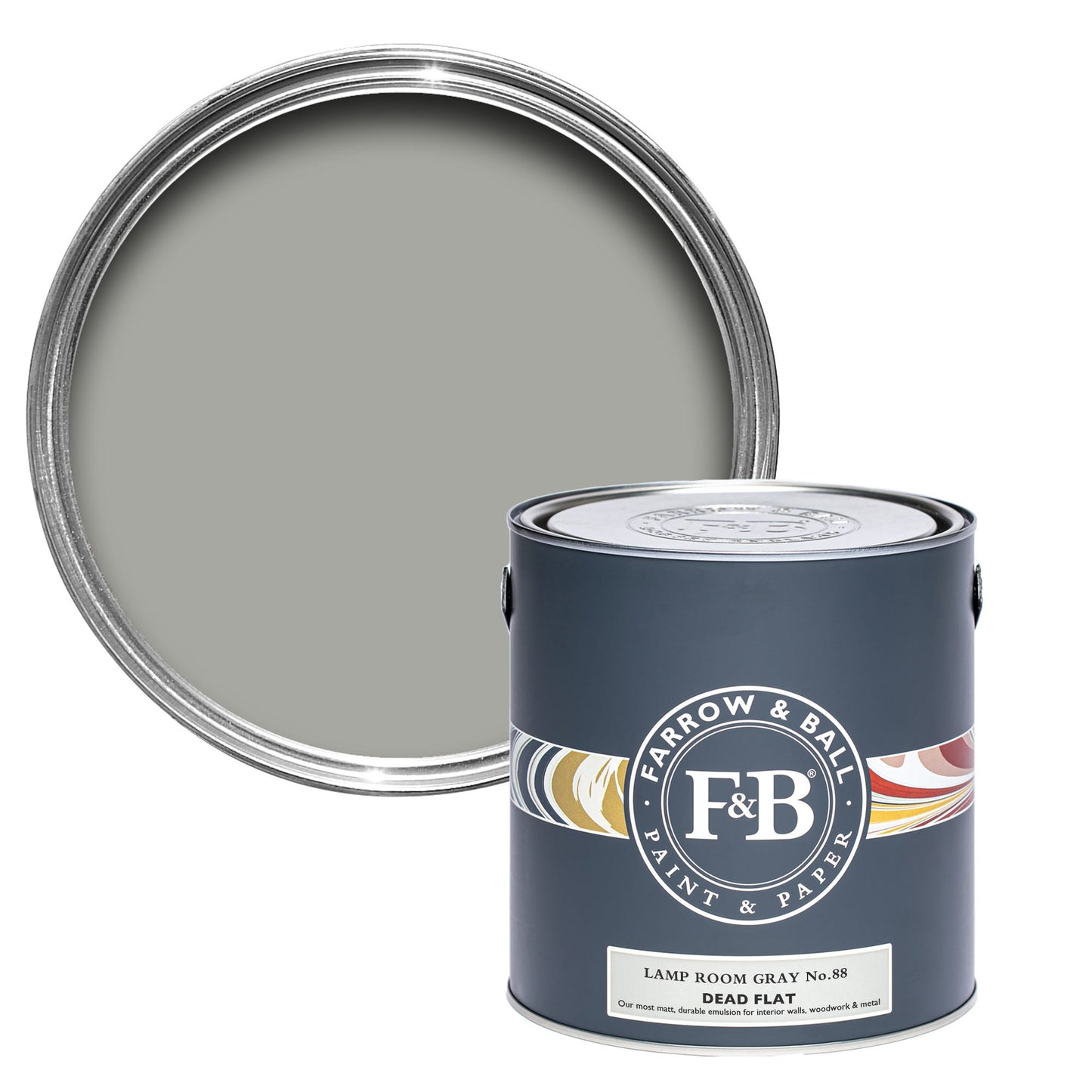 Farrow & Ball Multi Surface 2.5L Dead Flat Lamp Room Gray No.88