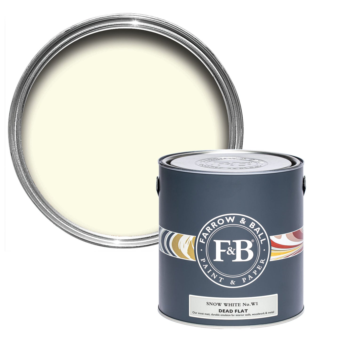 Farrow & Ball Multi Surface 2.5L Dead Flat Snow White No.W1