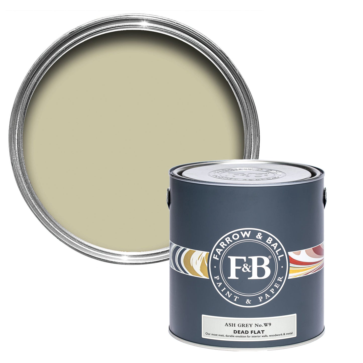 Farrow & Ball Multi Surface 5L Dead Flat Ash Grey No.W9