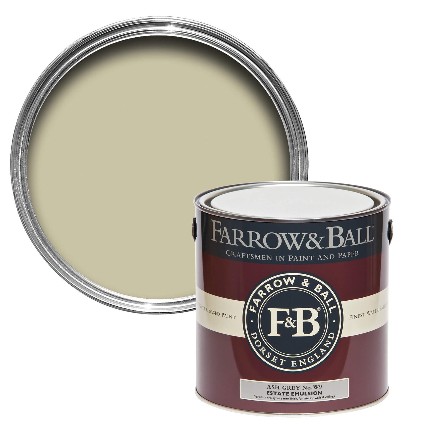 Tin Farrow & Ball 2.5L Modern Emulsion Ash Grey No.W9