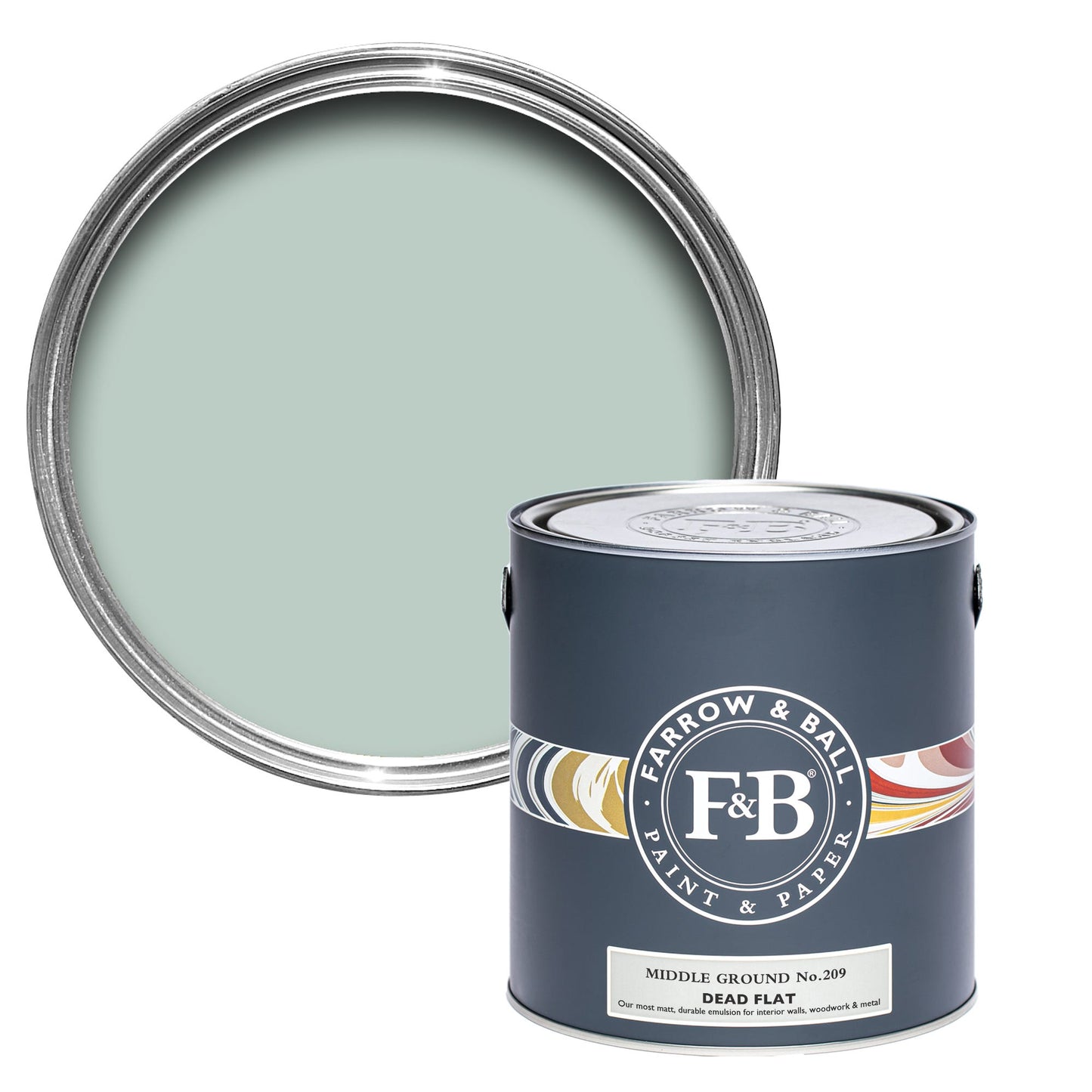 Farrow & Ball Multi Surface 2.5L Dead Flat Middle Ground No.209