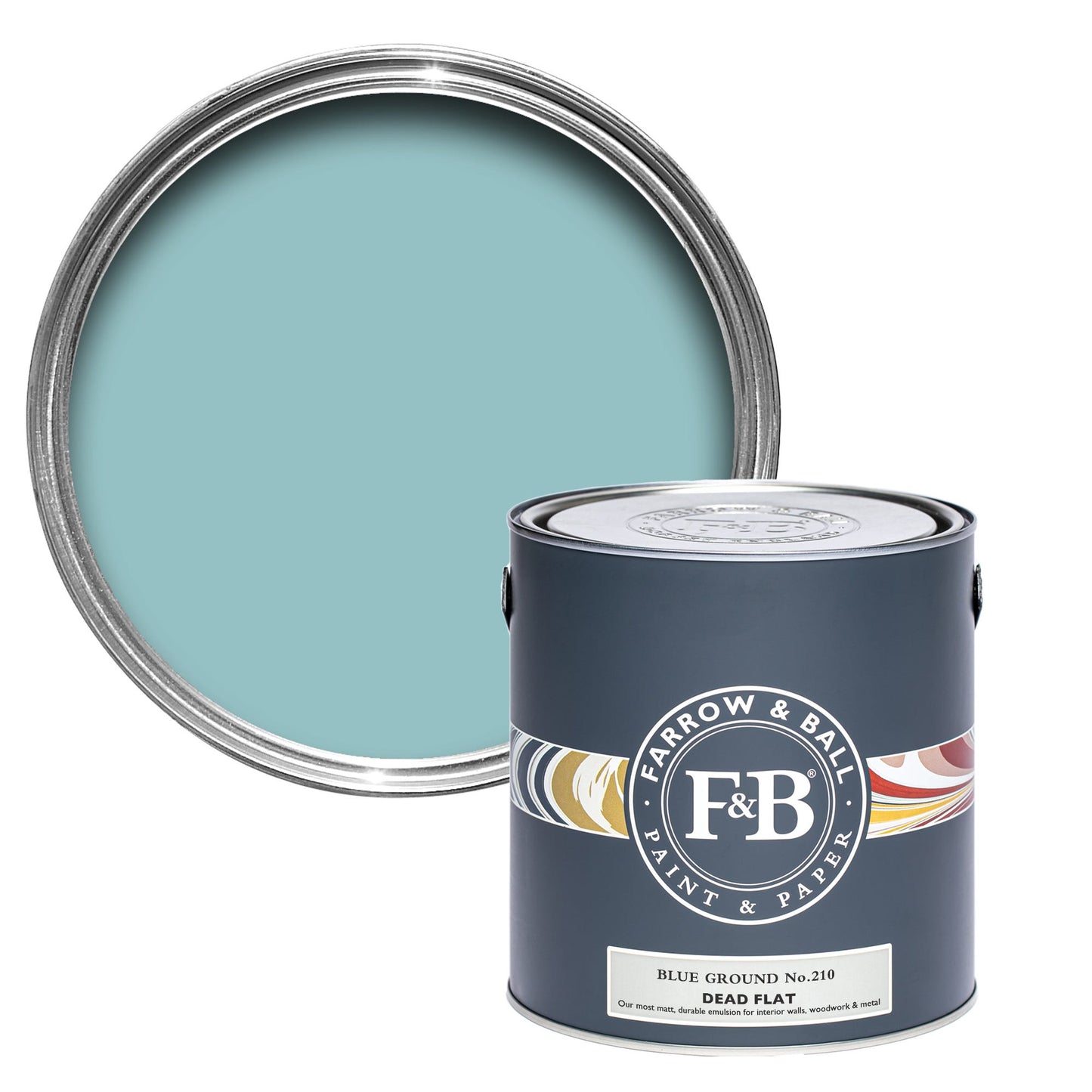 Farrow & Ball Multi Surface 5L Dead Flat Blue Ground No.210