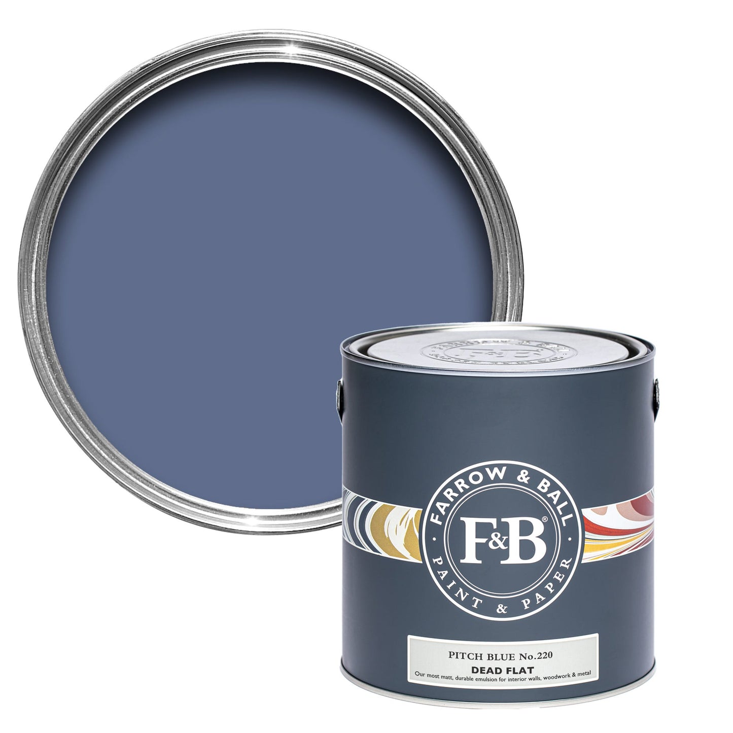 Farrow & Ball Multi Surface 5L Dead Flat Pitch Blue No.220