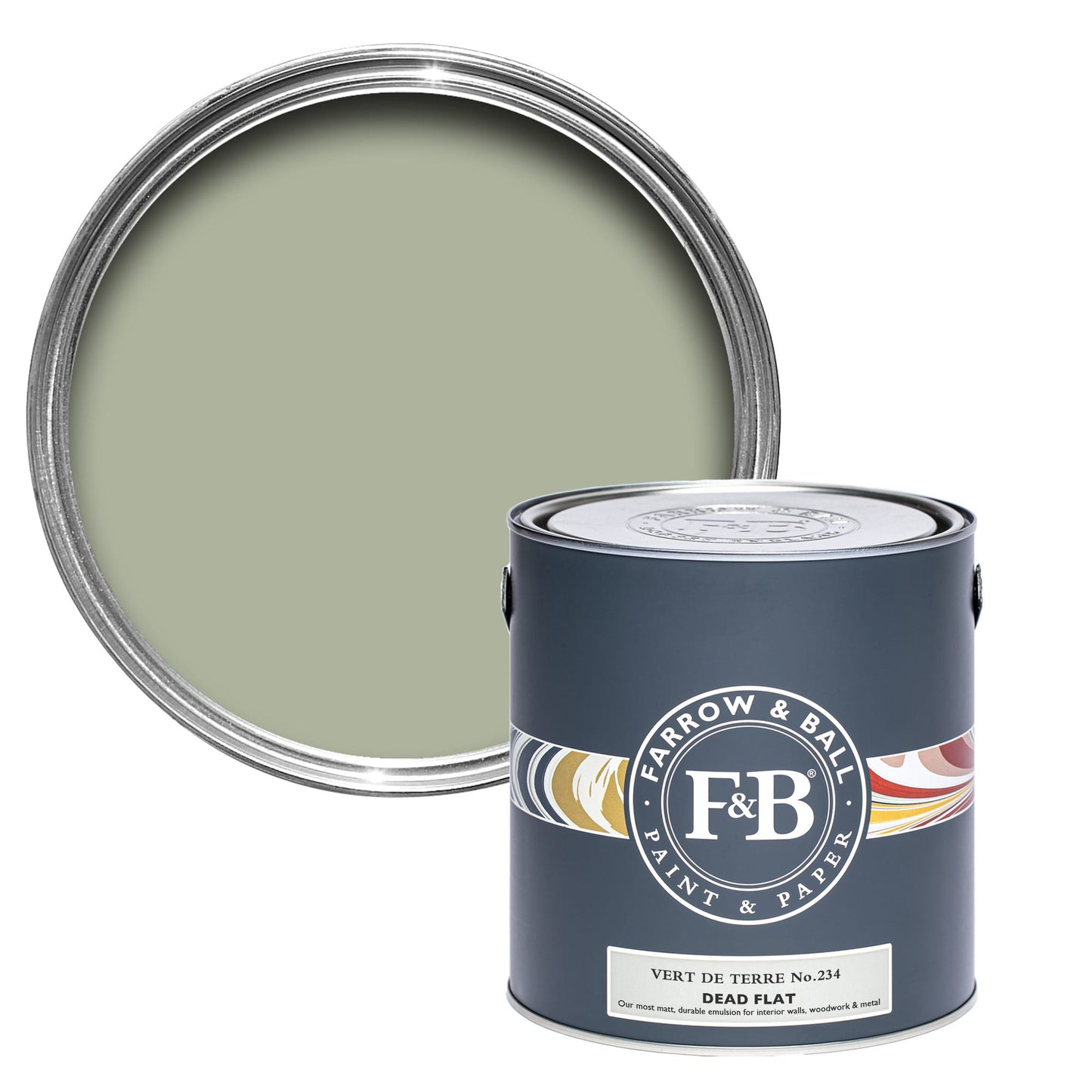Farrow & Ball Multi Surface 2.5L Dead Flat Vert de Terre No.234