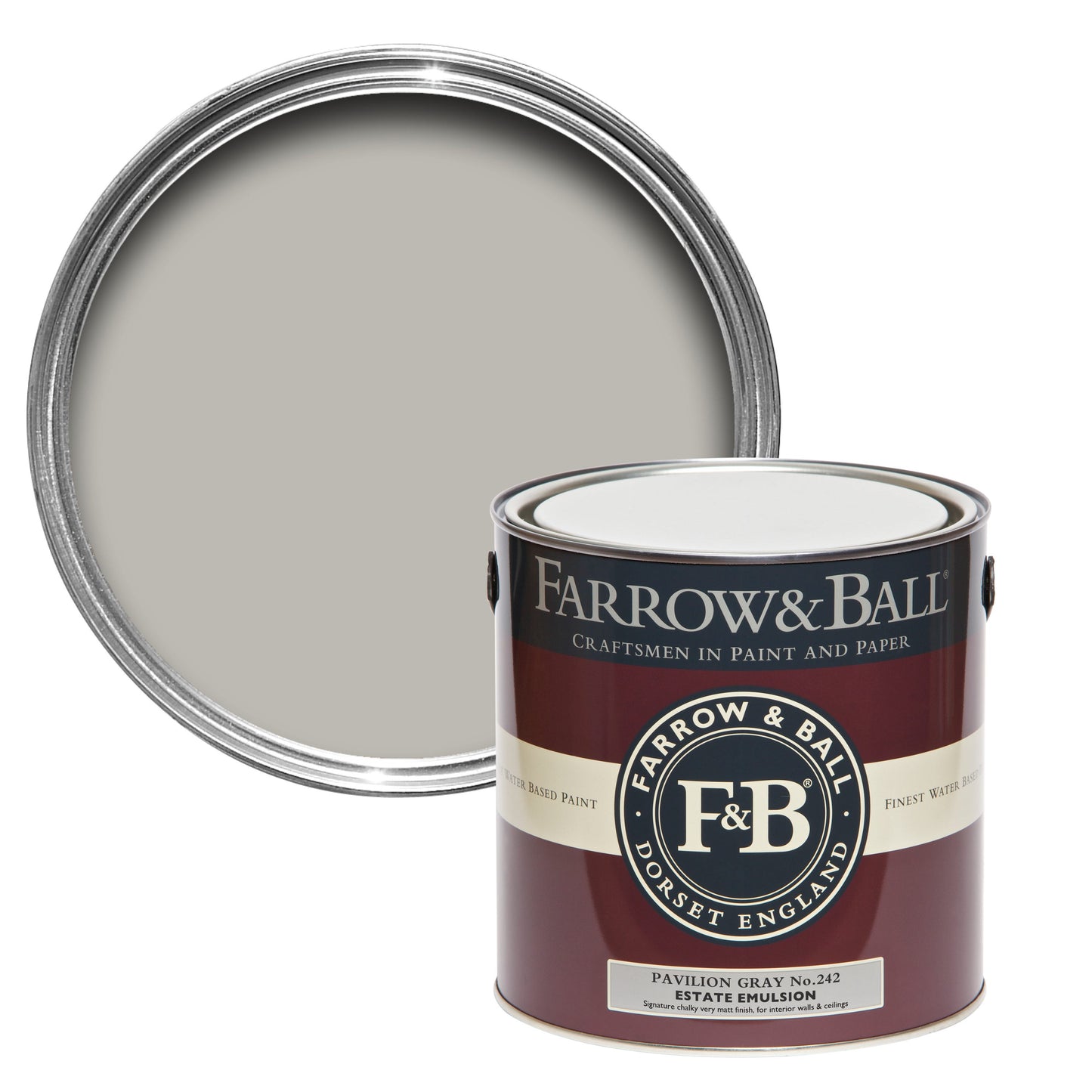 Tin Farrow & Ball 2.5L Modern Emulsion Pavilion Gray No.242