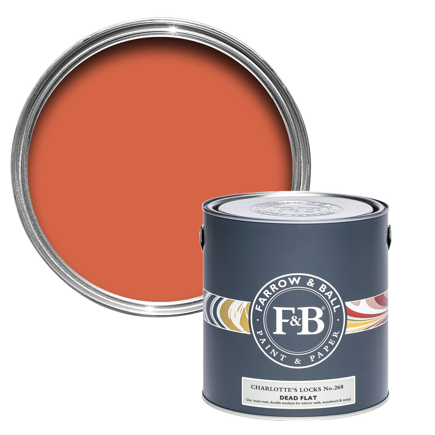 Farrow & Ball Multi Surface 5L Dead Flat Charlotte Locks No.268