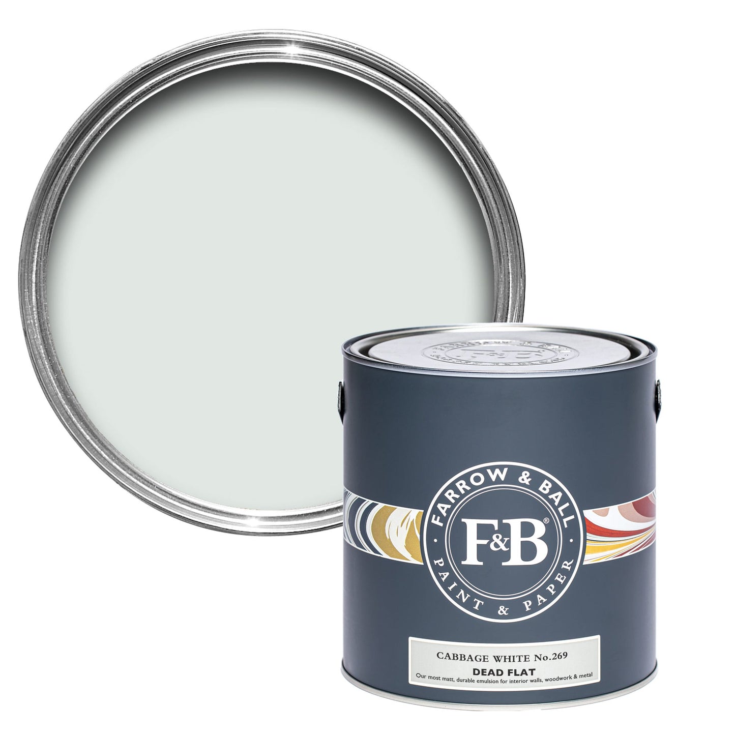 Farrow & Ball Multi Surface 2.5L Dead Flat Cabbage White No.269