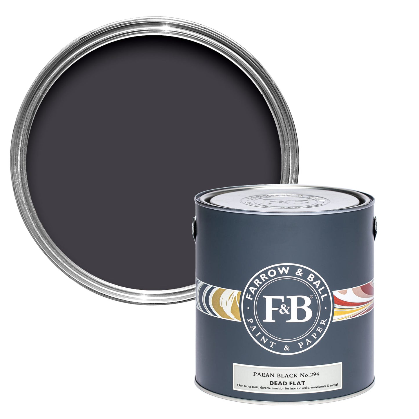 Farrow & Ball Multi Surface 5L Dead Flat Paean Black No.294