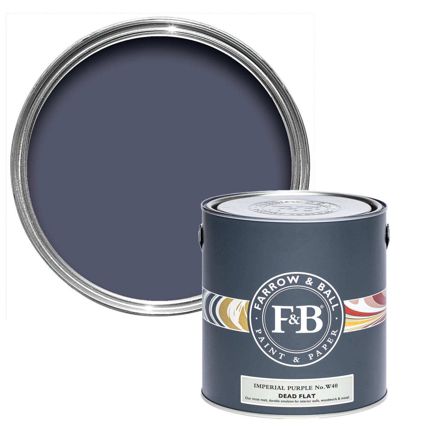 Farrow & Ball Multi Surface 5L Dead Flat Imperial Purple No.W40