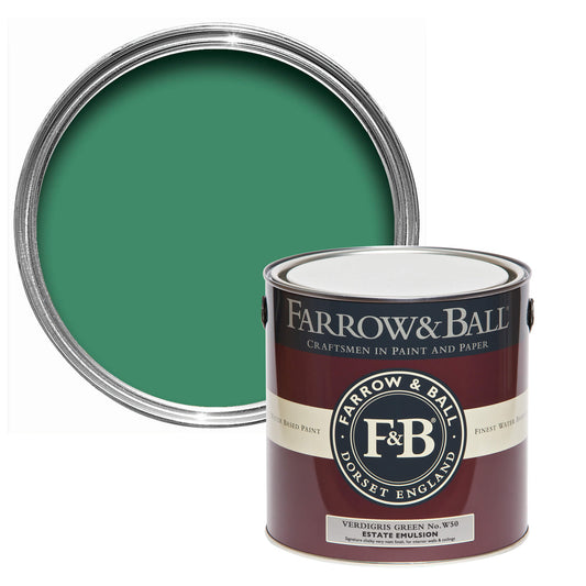 Tin Farrow & Ball 2.5L Modern Emulsion Verdigris Green No.W50