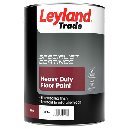 Leyland Trade Heavy Duty Polyurethane Floor Paint Slate Dark Grey 5 Litre