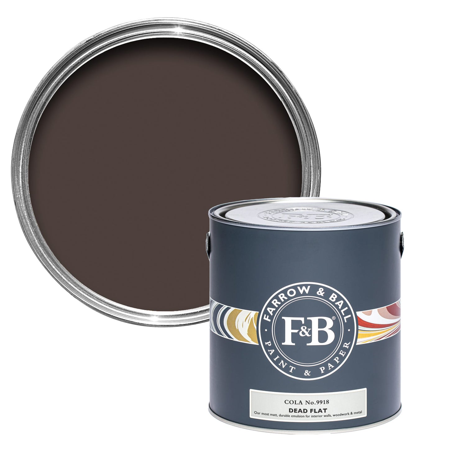 Farrow & Ball Multi Surface 2.5L Dead Flat Cola No.9918