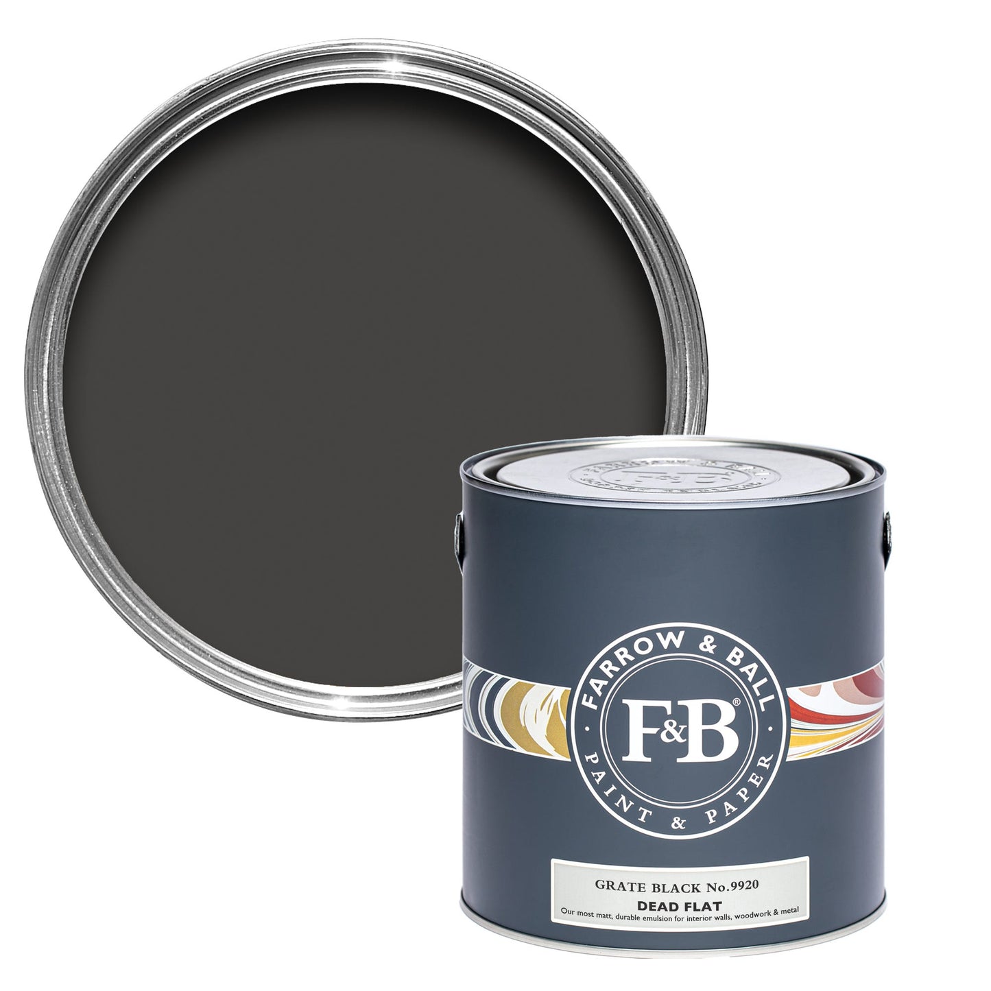 Farrow & Ball Multi Surface 5L Dead Flat Grate Black No.9920