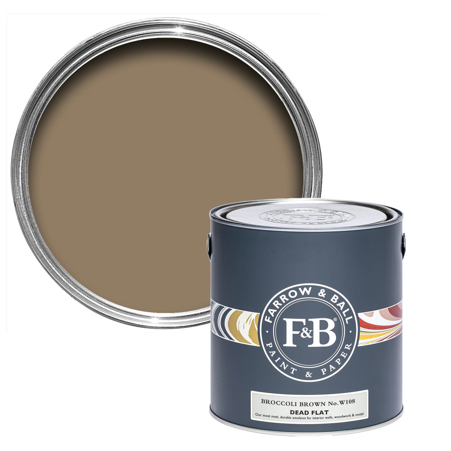 Farrow & Ball Multi Surface 750ml Dead Flat Broccoli Brown No.198