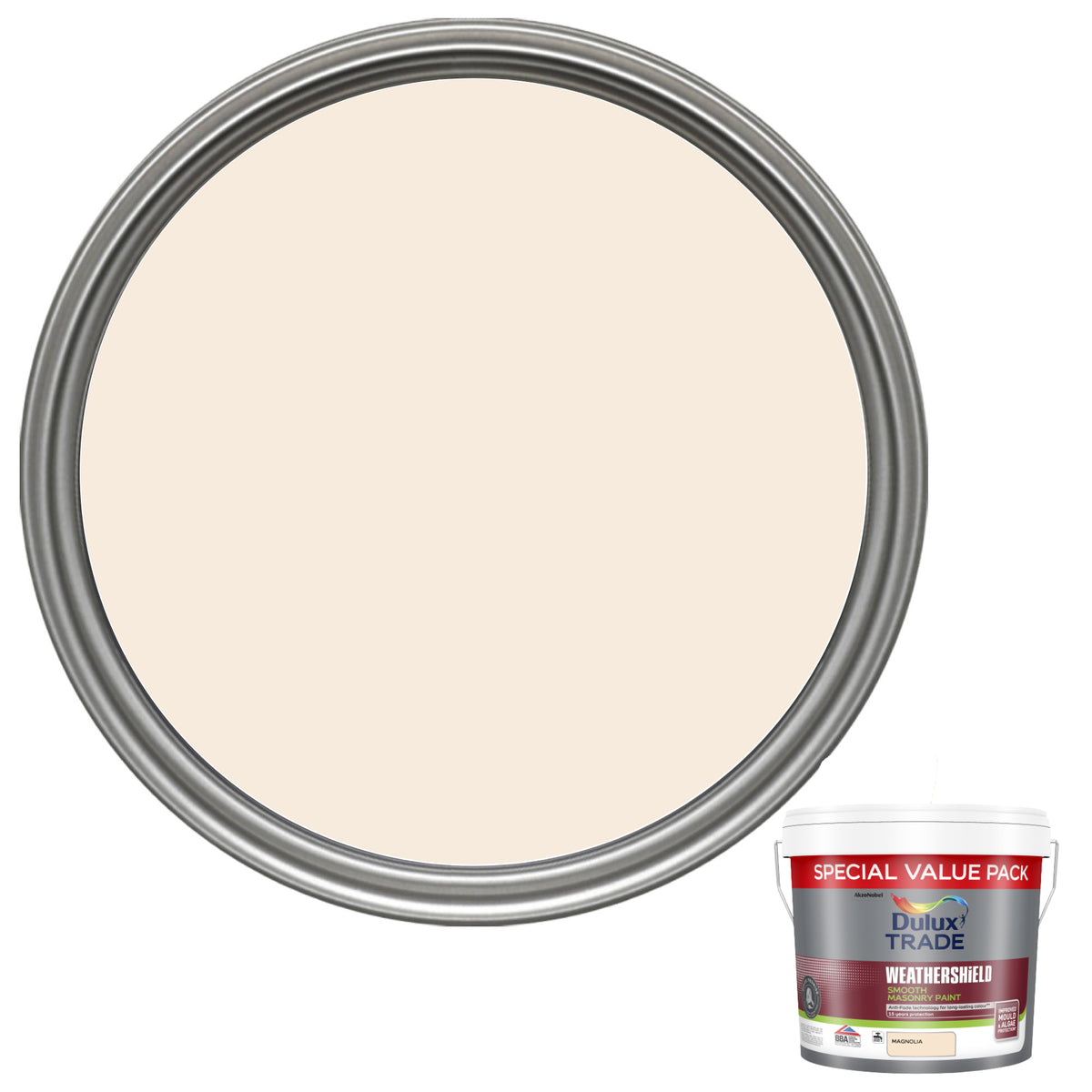 Dulux Trade WeatherShield Smooth Masonry Paint - Magnolia