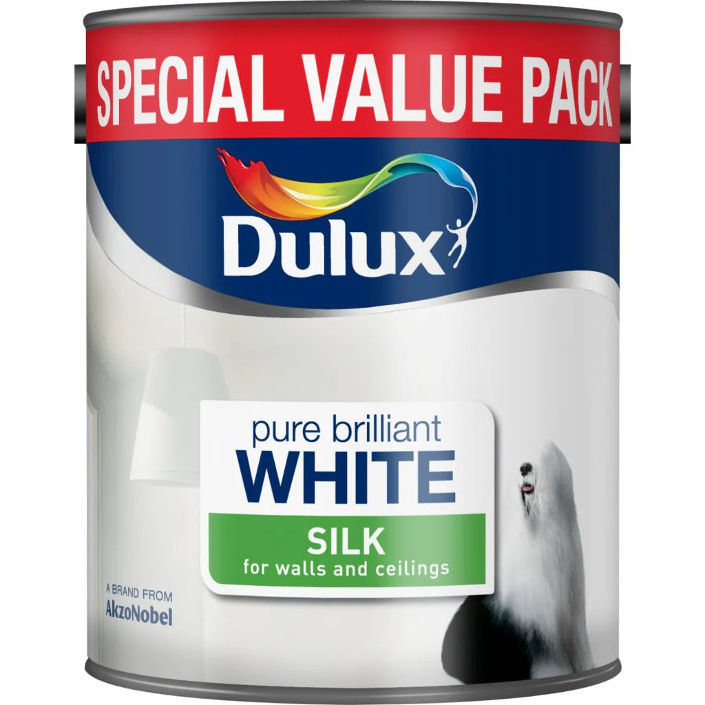 Dulux Silk Paint -  Pure Brilliant White - 3 Litre Special Value Pack