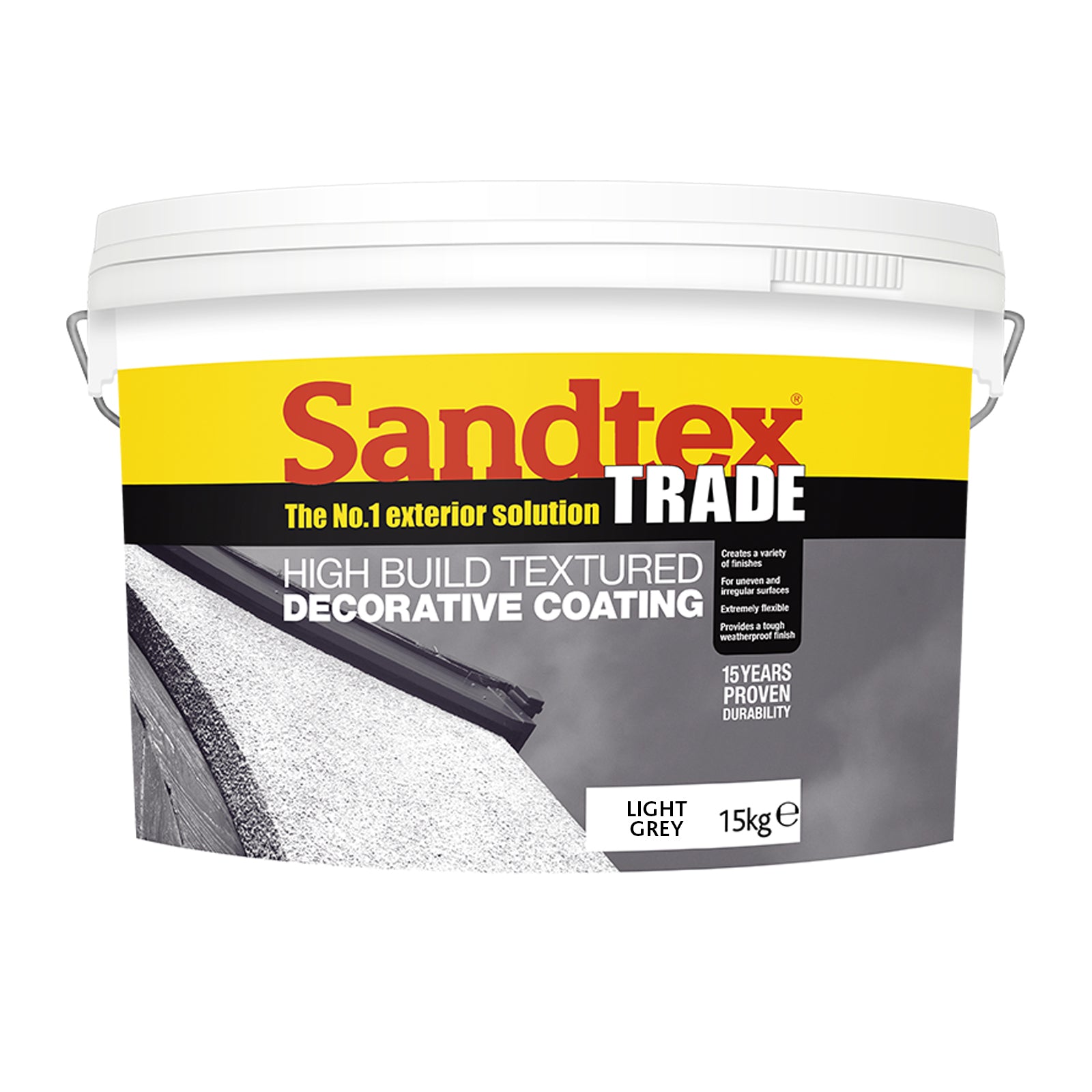 Sandtex Trade High Build Textured Decorative Coating - Light Grey - 15kg