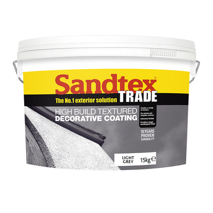 Sandtex Trade High Build Textured Decorative Coating - Light Grey - 15kg
