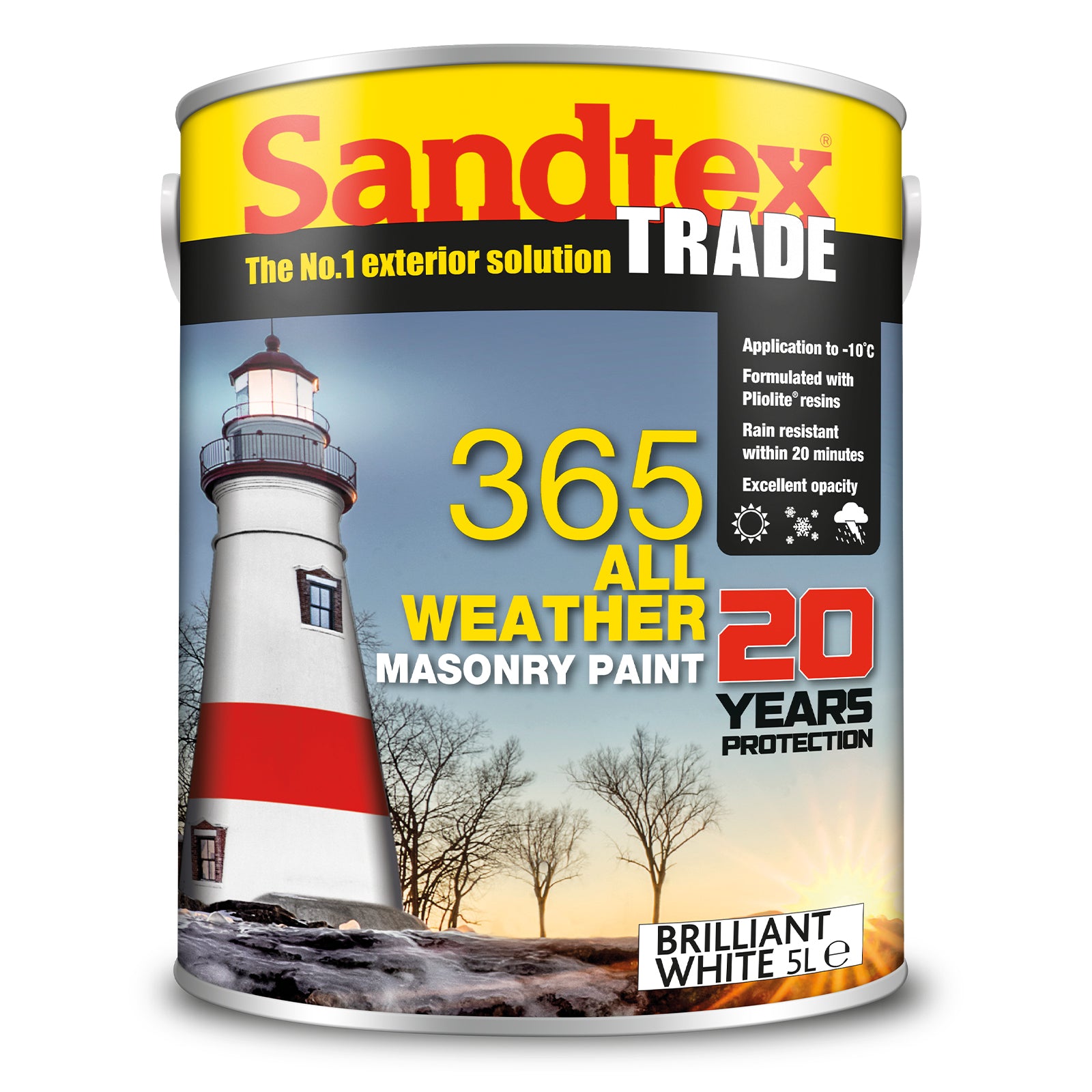 Sandtex Trade 365 All Weather Masonry Paint - White - 5 Litre