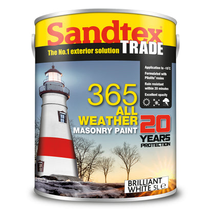 Sandtex Trade 365 All Weather Masonry Paint - White - 5 Litre
