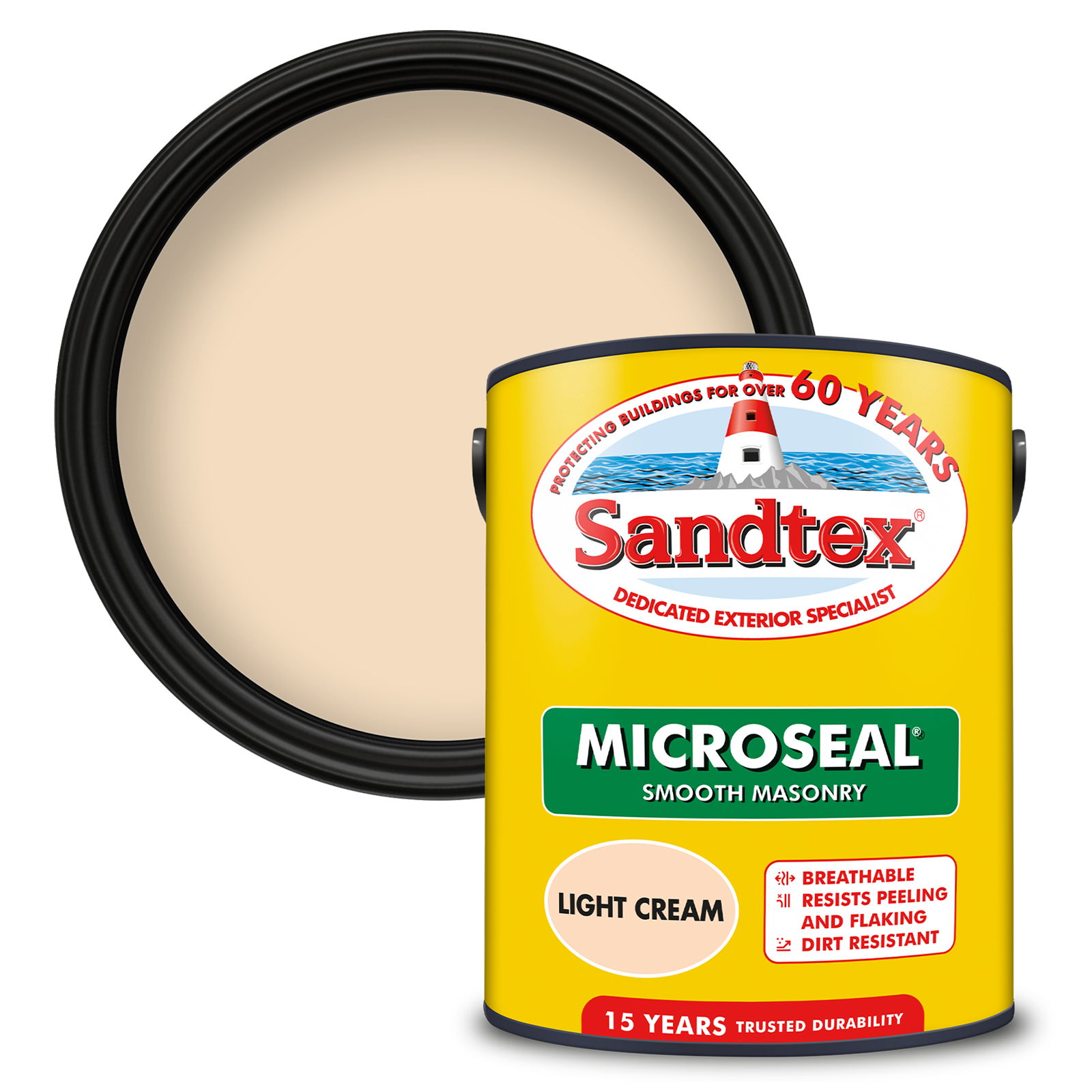 Sandtex 15 Year Weatherproof Exterior Wall Paint - Light Cream
