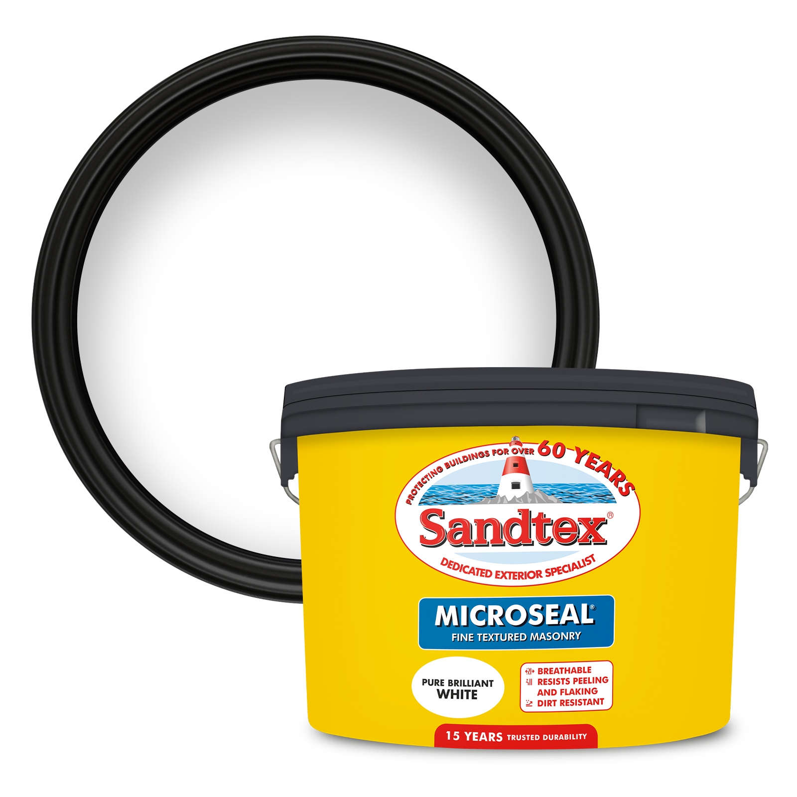 Sandtex Fine Textured 15 Year Weatherproof Exterior Wall Paint - Brilliant White