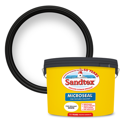 Sandtex Fine Textured 15 Year Weatherproof Exterior Wall Paint - Brilliant White