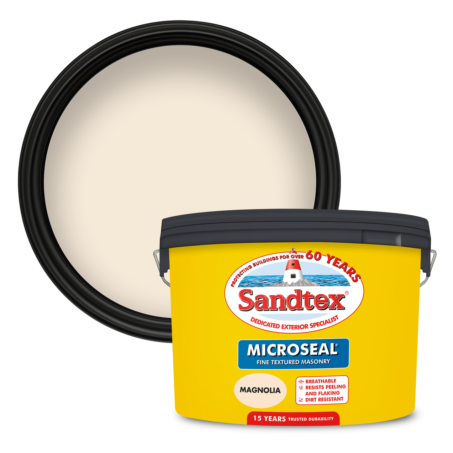 Sandtex Fine Textured 15 Year Weatherproof Exterior Wall Paint - Magnolia