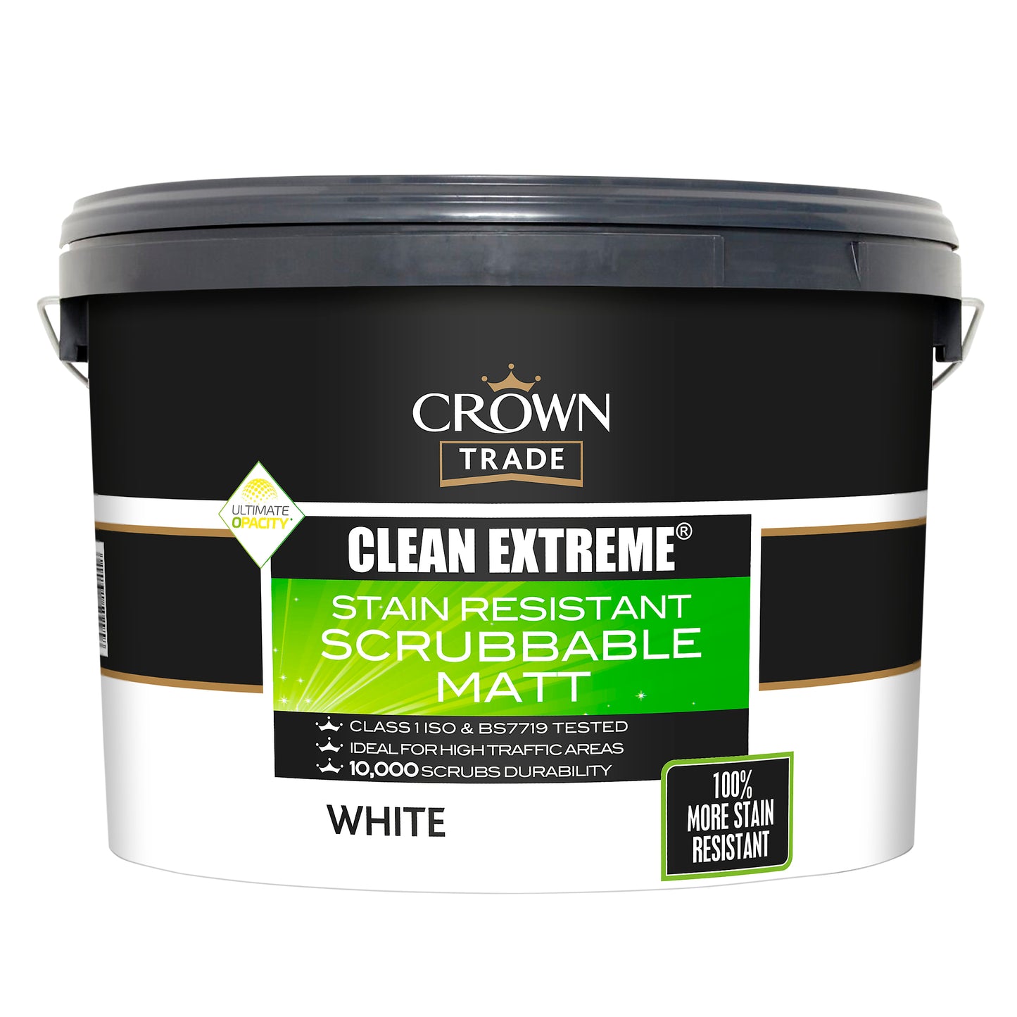 Crown Trade Clean Extreme Stain Resistant Matt Paint 10 Litre - White