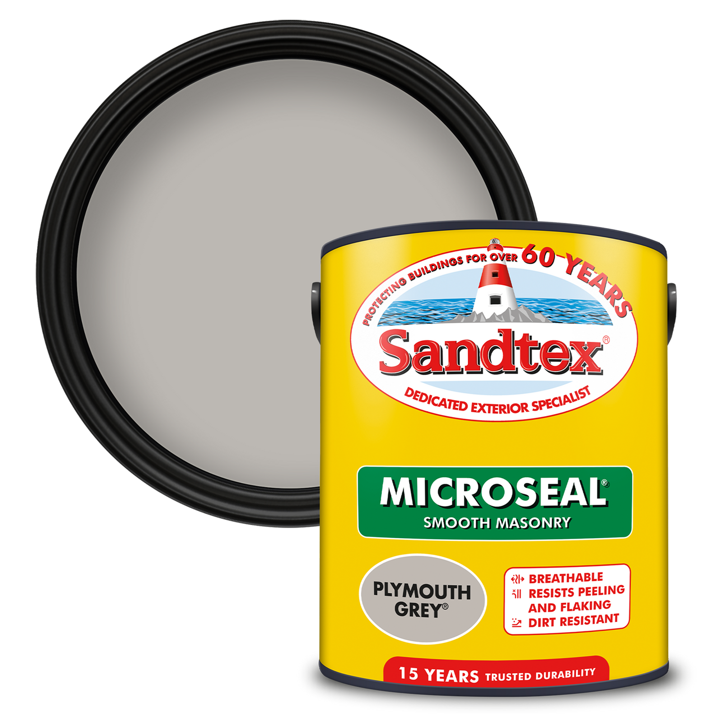 Sandtex 15 Year Weatherproof Exterior Wall Paint - Plymouth Grey