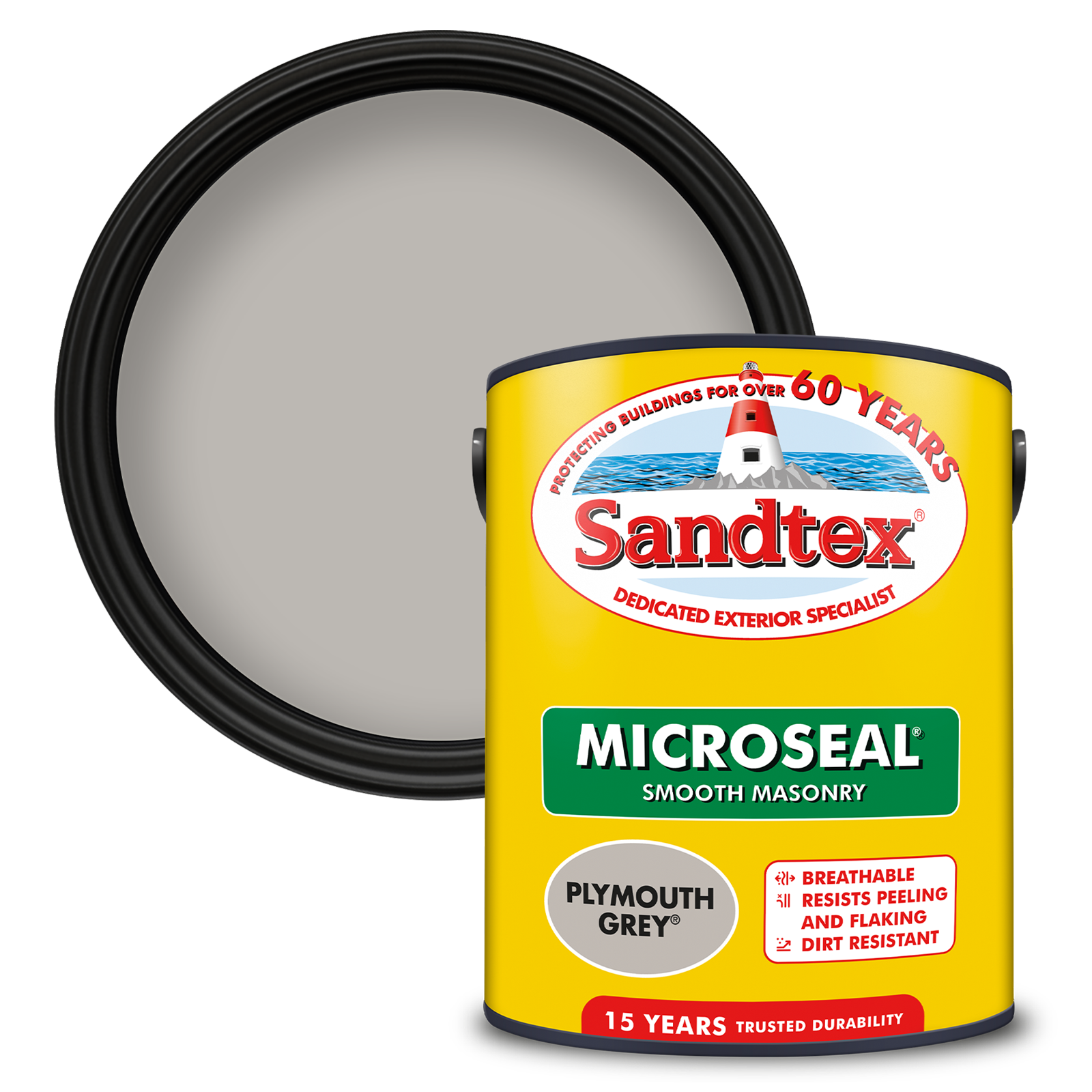 Sandtex 15 Year Weatherproof Exterior Wall Paint - Plymouth Grey