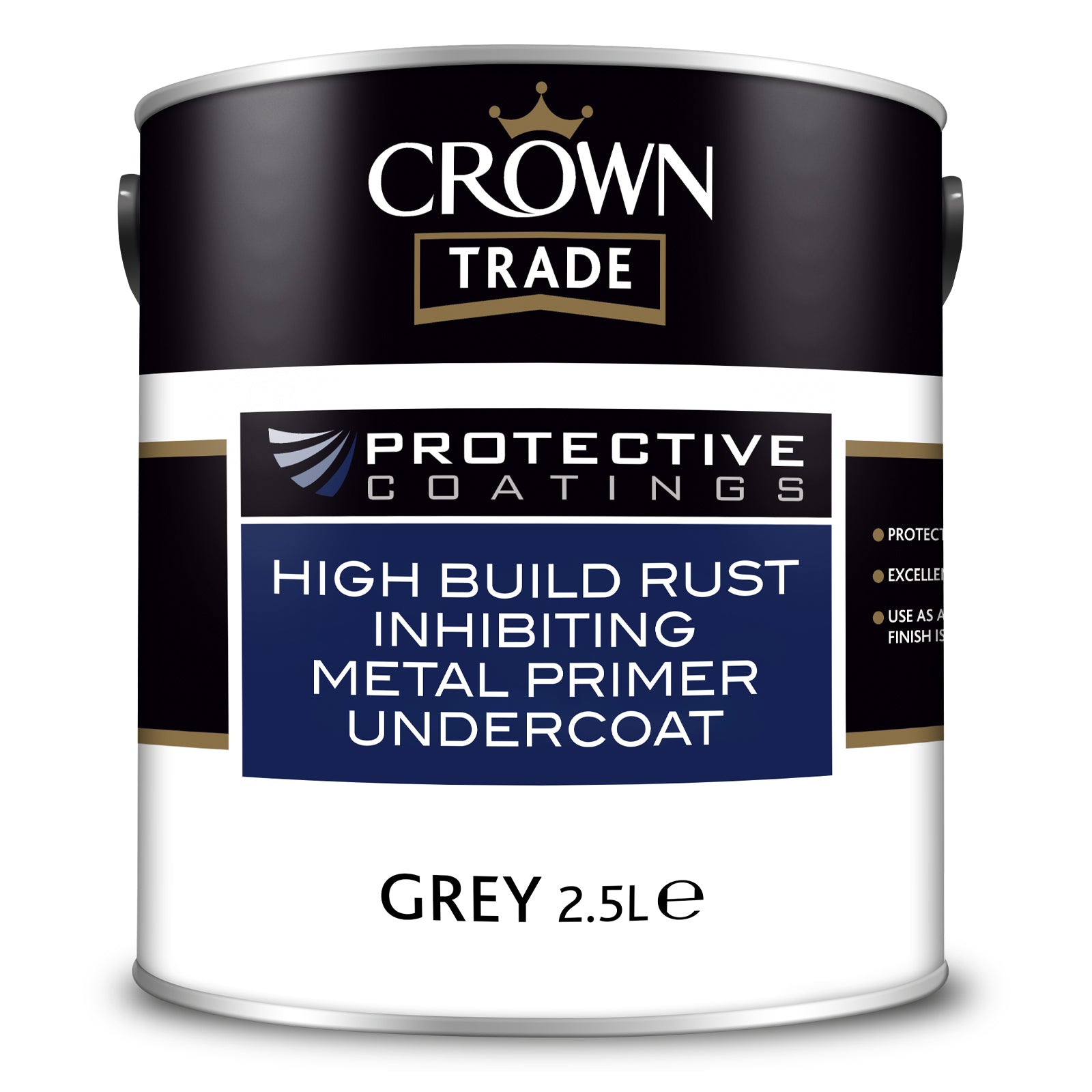Crown Trade Rust Inhibiting Metal Primer Undercoat - Grey - 2.5 Litre