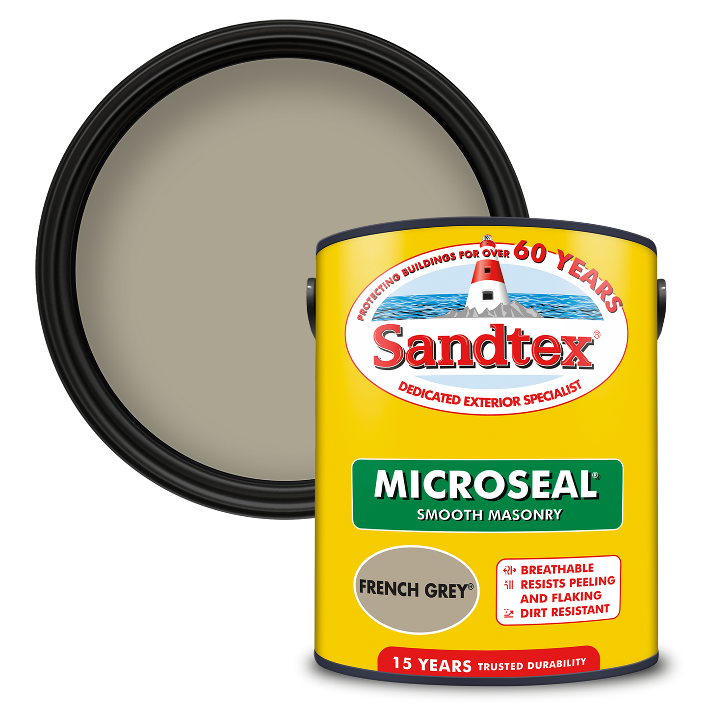 Sandtex 15 Year Weatherproof Exterior Wall Paint - French Grey