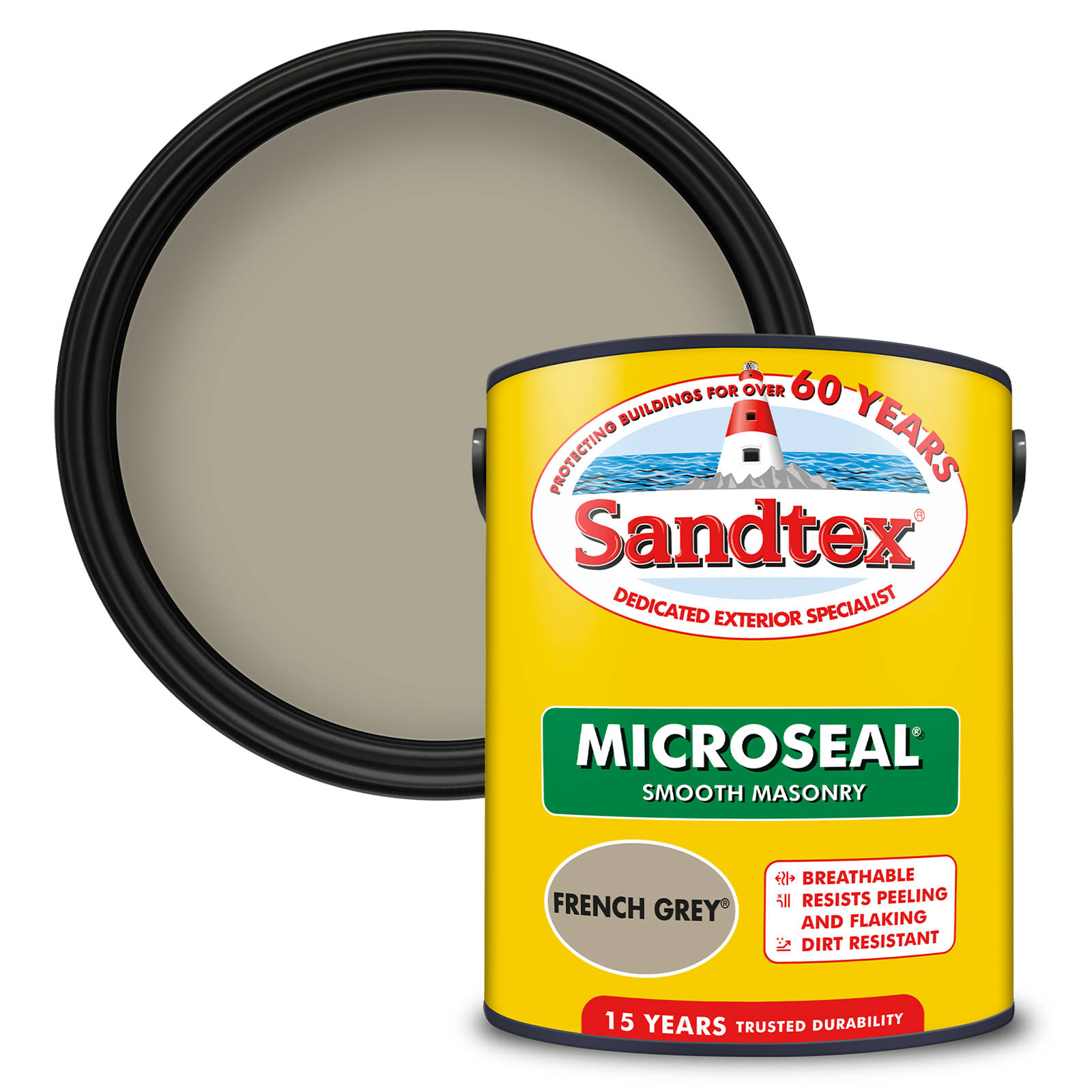 Sandtex 15 Year Weatherproof Exterior Wall Paint - French Grey