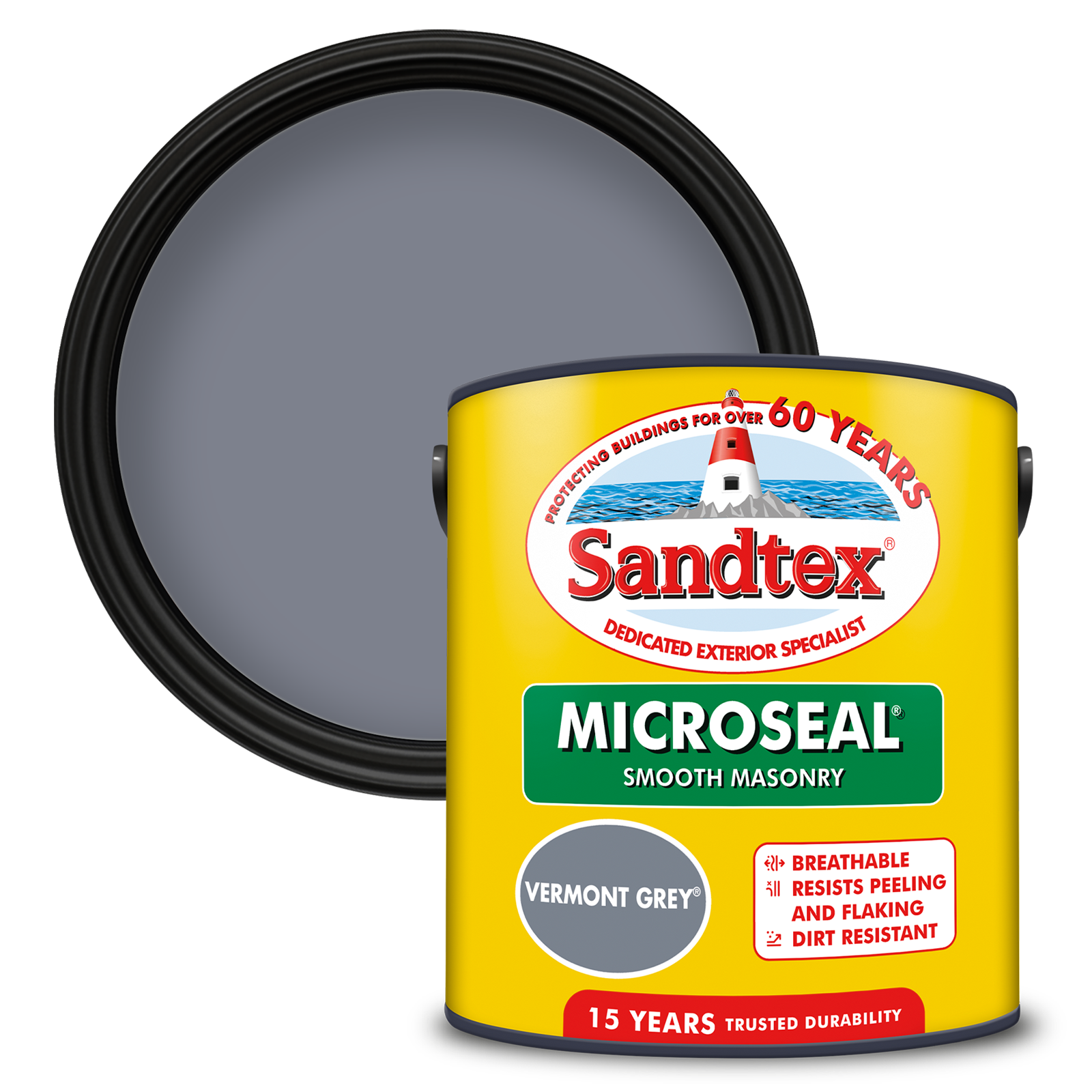Sandtex 15 Year Weatherproof Exterior Wall Paint - Vermont Grey