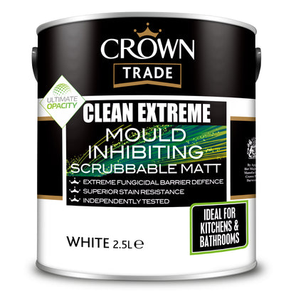 Crown Trade Clean Extreme Mould Inhibiting Matt Paint - White
