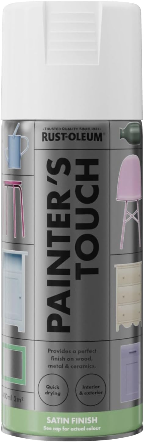 Rustoleum Painters Touch Satin White Spray Paint 400ml Aerosol