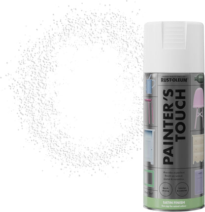Rustoleum Painters Touch Satin White Spray Paint 400ml Aerosol