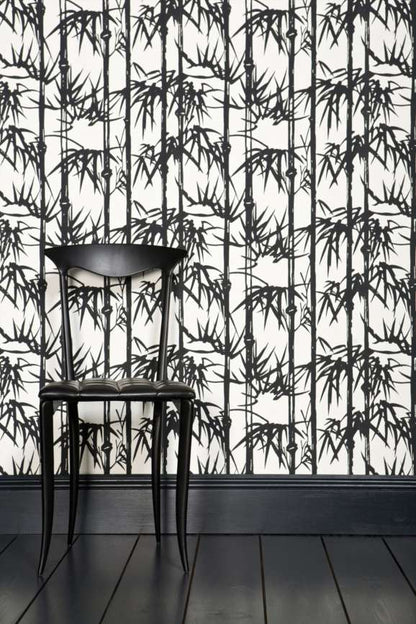 Farrow & Ball Bamboo wallpaper in a room setting
