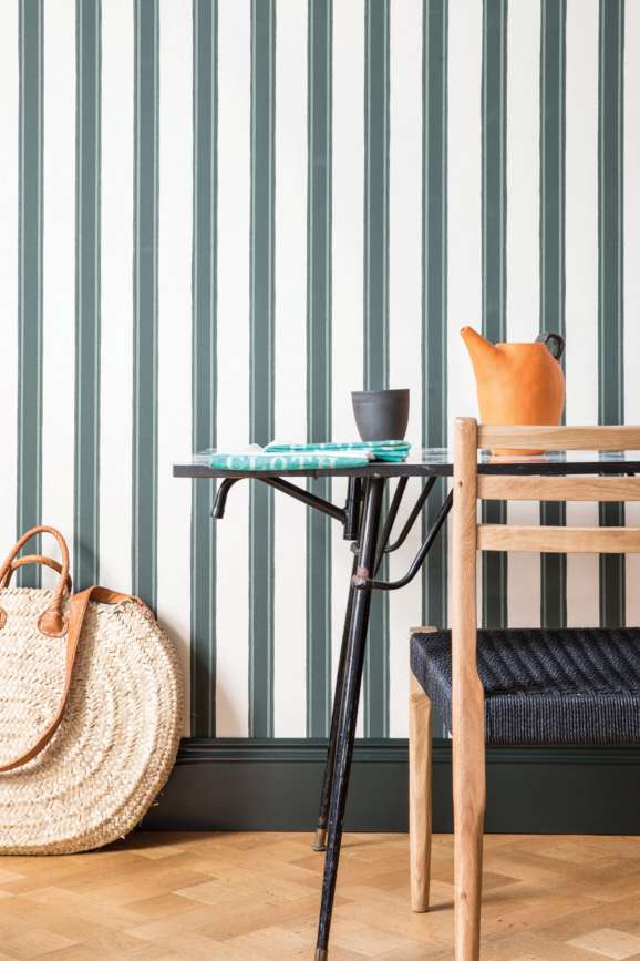 Farrow & Ball Block Print Stripe wallpaper in a room setting