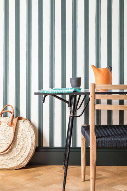 Farrow & Ball Block Print Stripe wallpaper in a room setting