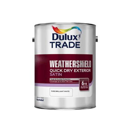 Dulux Trade WeatherShield Quick Dry Exterior Satin Paint - Pure Brilliant White