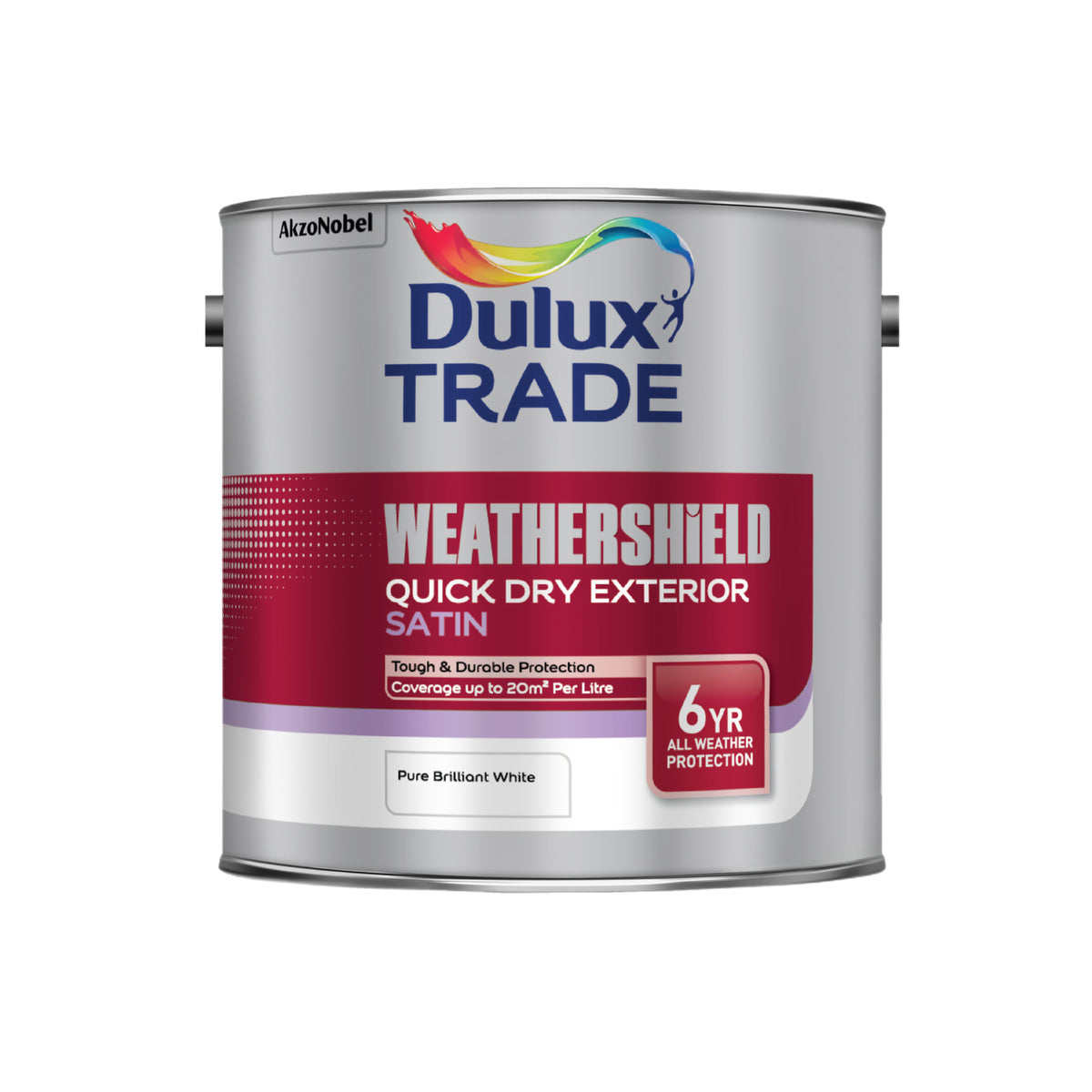 Dulux Trade WeatherShield Quick Dry Exterior Satin Paint - Pure Brilliant White