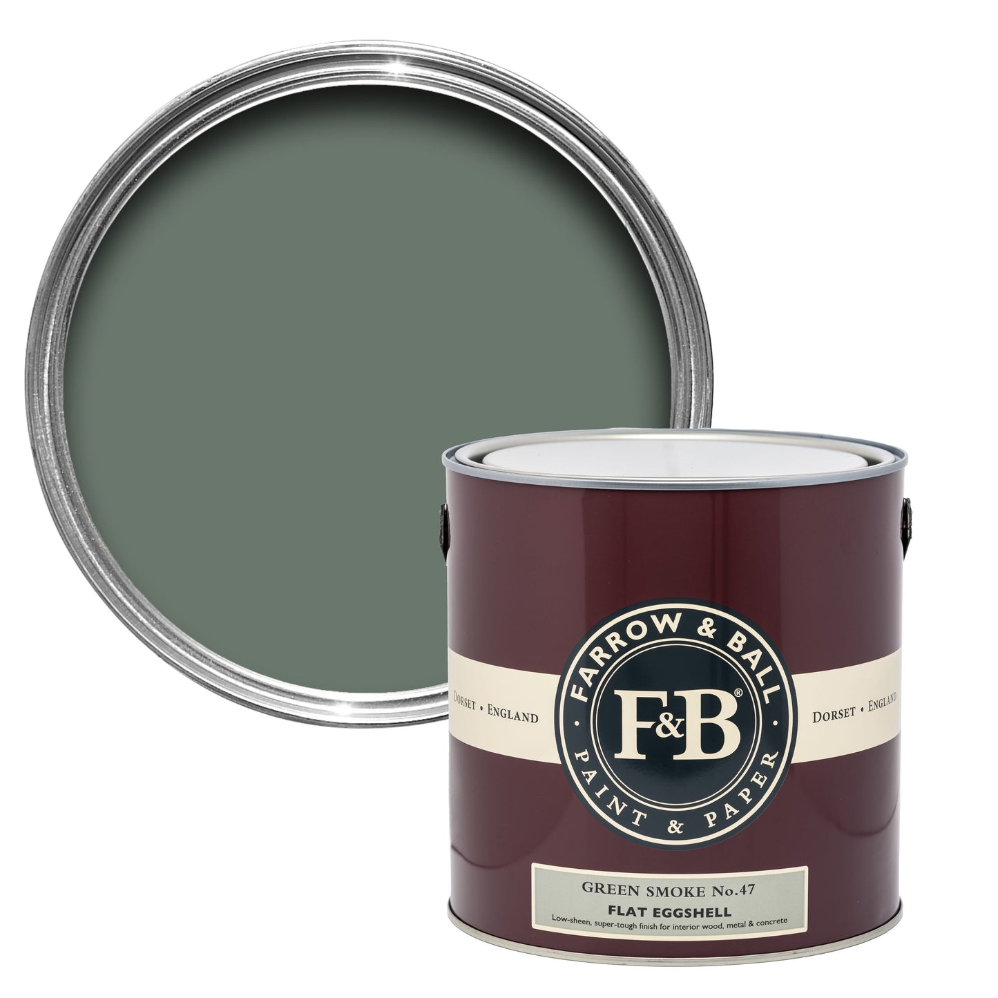 Farrow & Ball 5L Flat Eggshell Green Smoke No.47