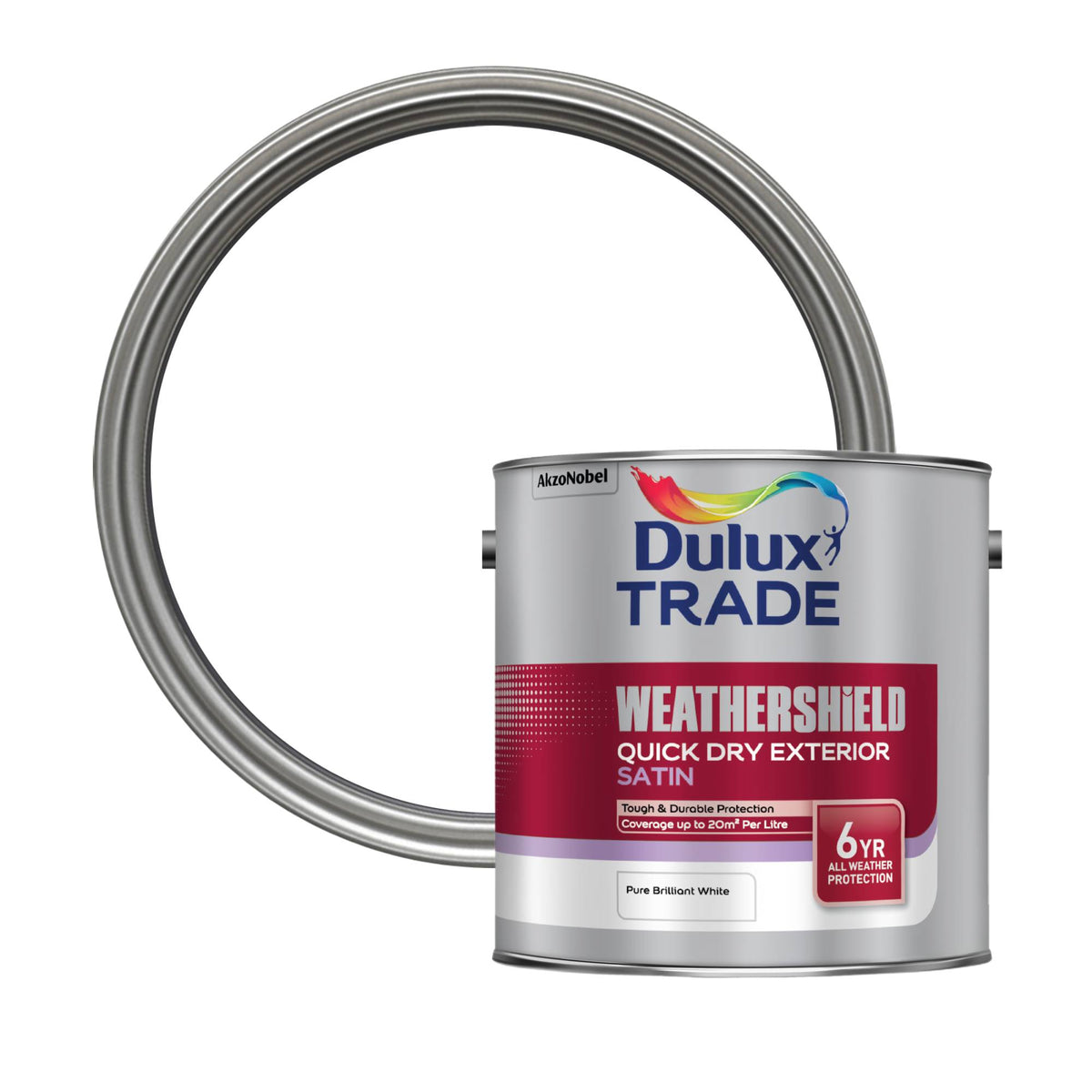 Dulux Trade WeatherShield Quick Dry Exterior Satin Paint - Pure Brilliant White