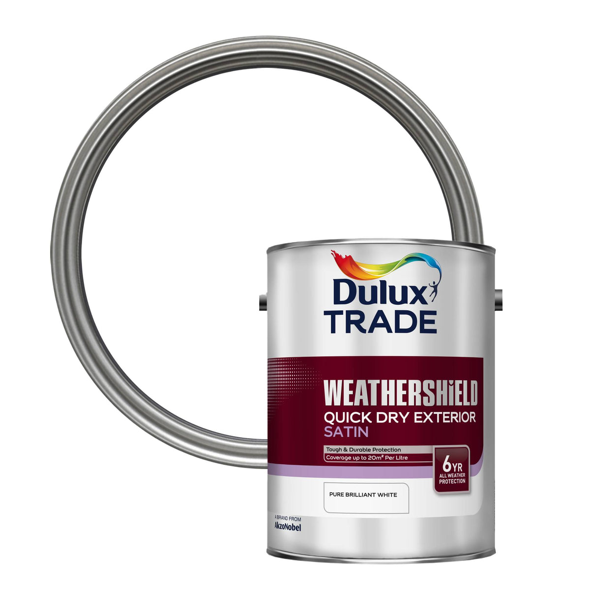 Dulux Trade WeatherShield Quick Dry Exterior Satin Paint - Pure Brilliant White