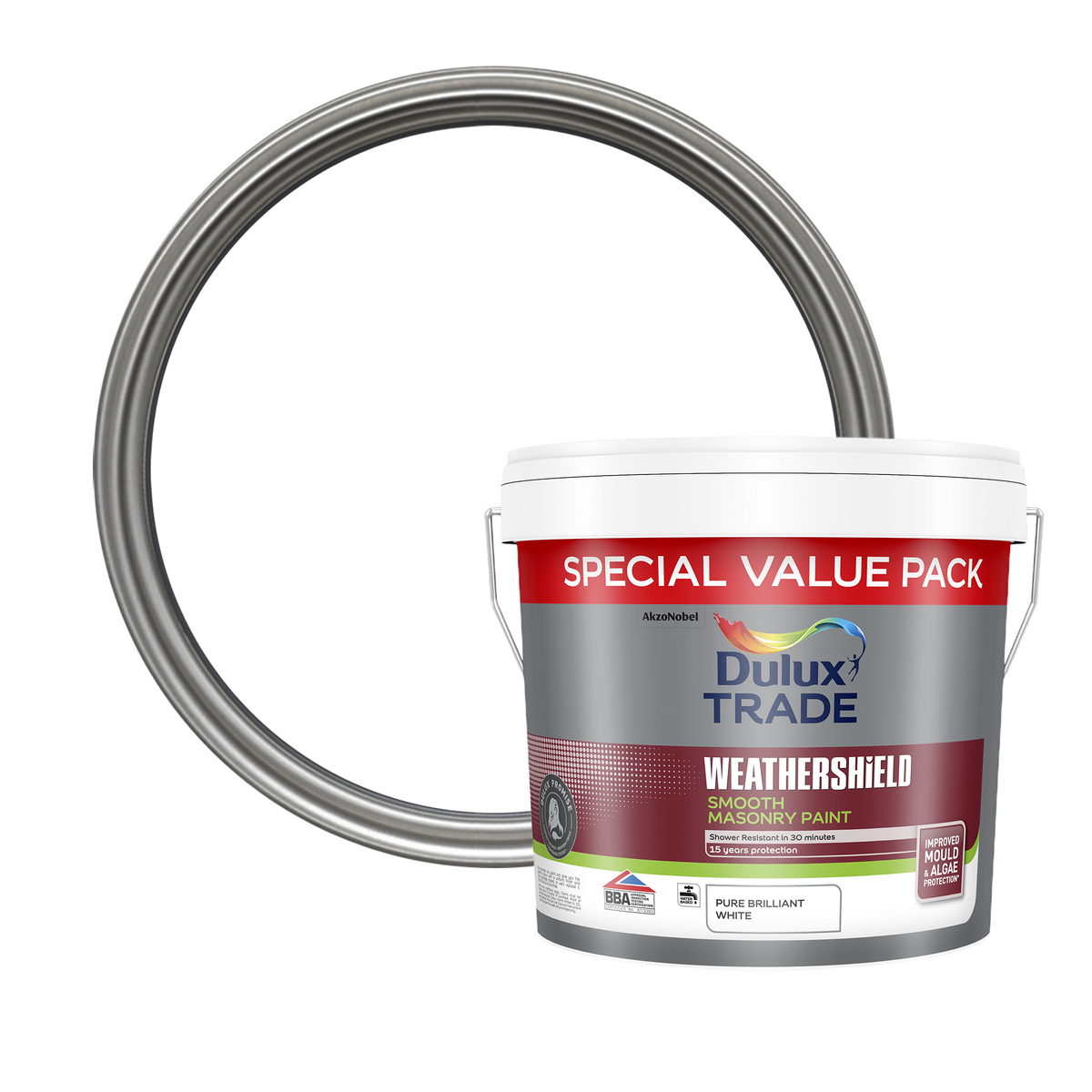 Dulux Trade WeatherShield Smooth Masonry Paint - Pure Brilliant White